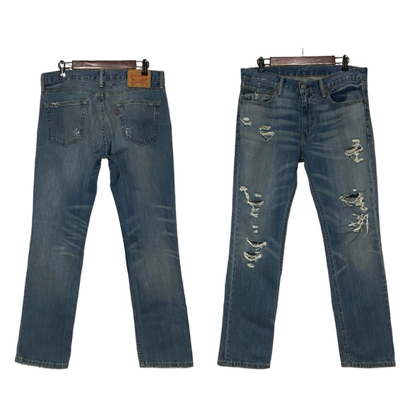 Levi’s Men’s 511 Slim Fit Distressed Jeans Blue - Picture 11 of 12